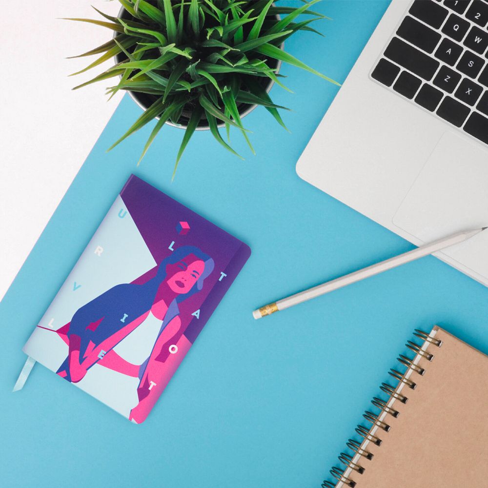 Ежедневник недатированный B6 (127х186 мм), BRAUBERG VISTA, под кожу, гибкий, 136 л., "Ultraviolet"