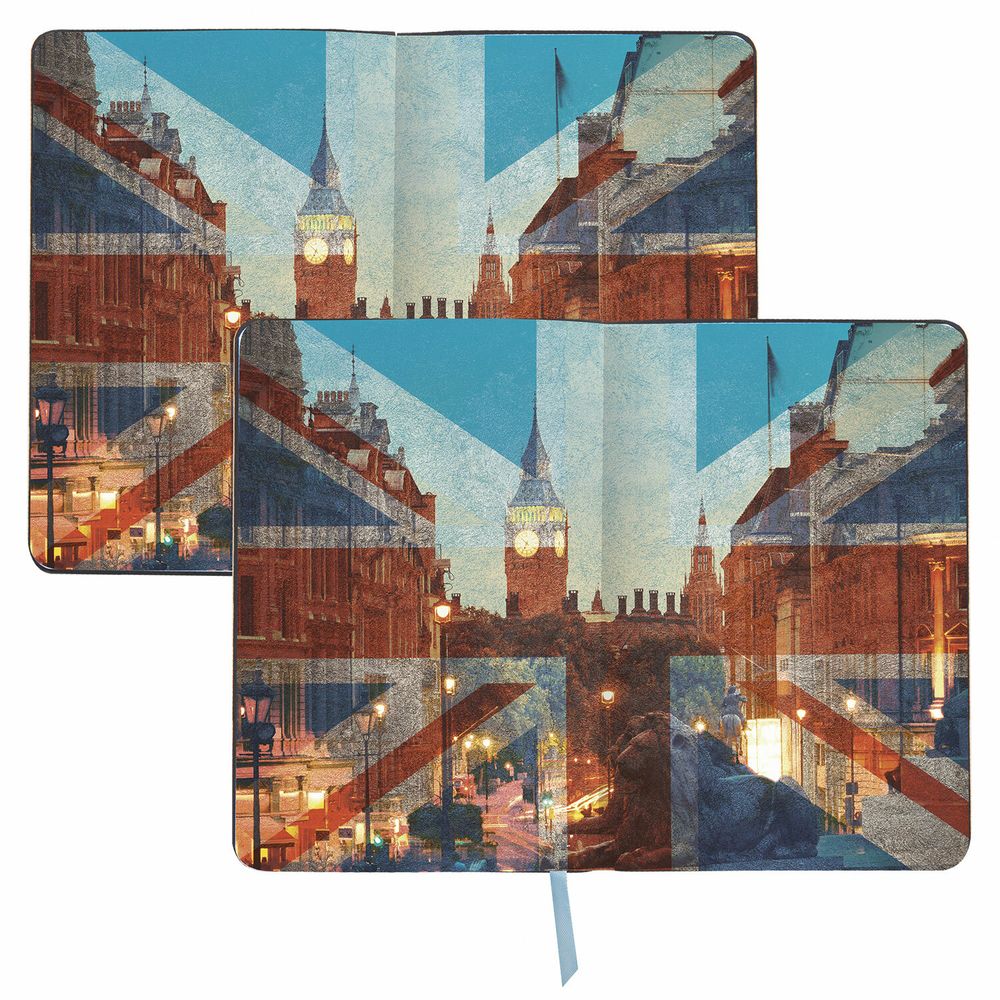 Ежедневник недатированный B6 (127х186 мм), BRAUBERG VISTA, под кожу, гибкий, 136 л., "Great Britain"