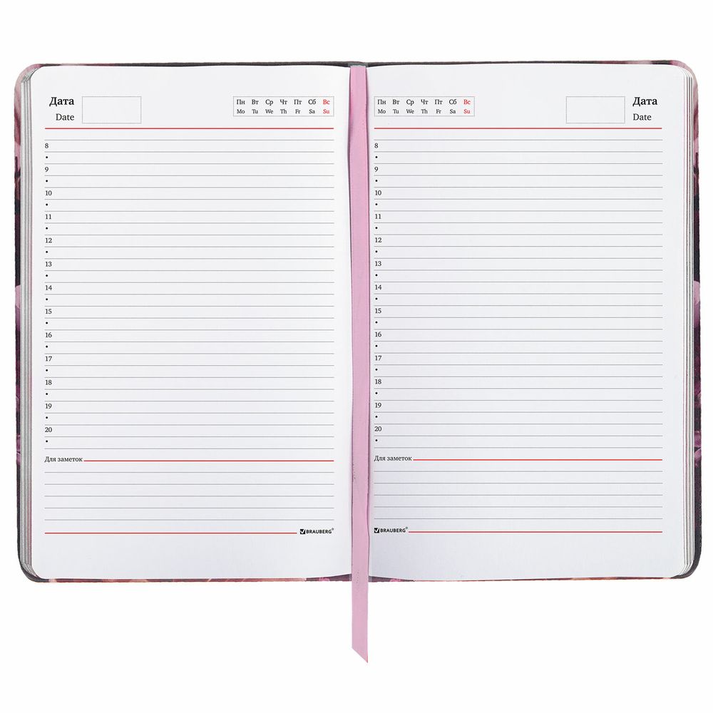 Ежедневник недатированный B6 (127х186 мм), BRAUBERG VISTA, под кожу, твердый, срез фольга, 136 л., "Flowers"