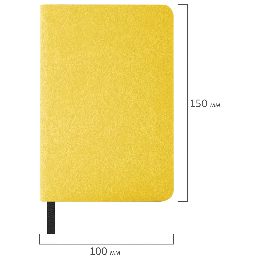 Ежедневник недатированный МАЛЫЙ 100х150 мм А6 BRAUBERG "Metropolis Mix", под кожу, 136 л., желтый
