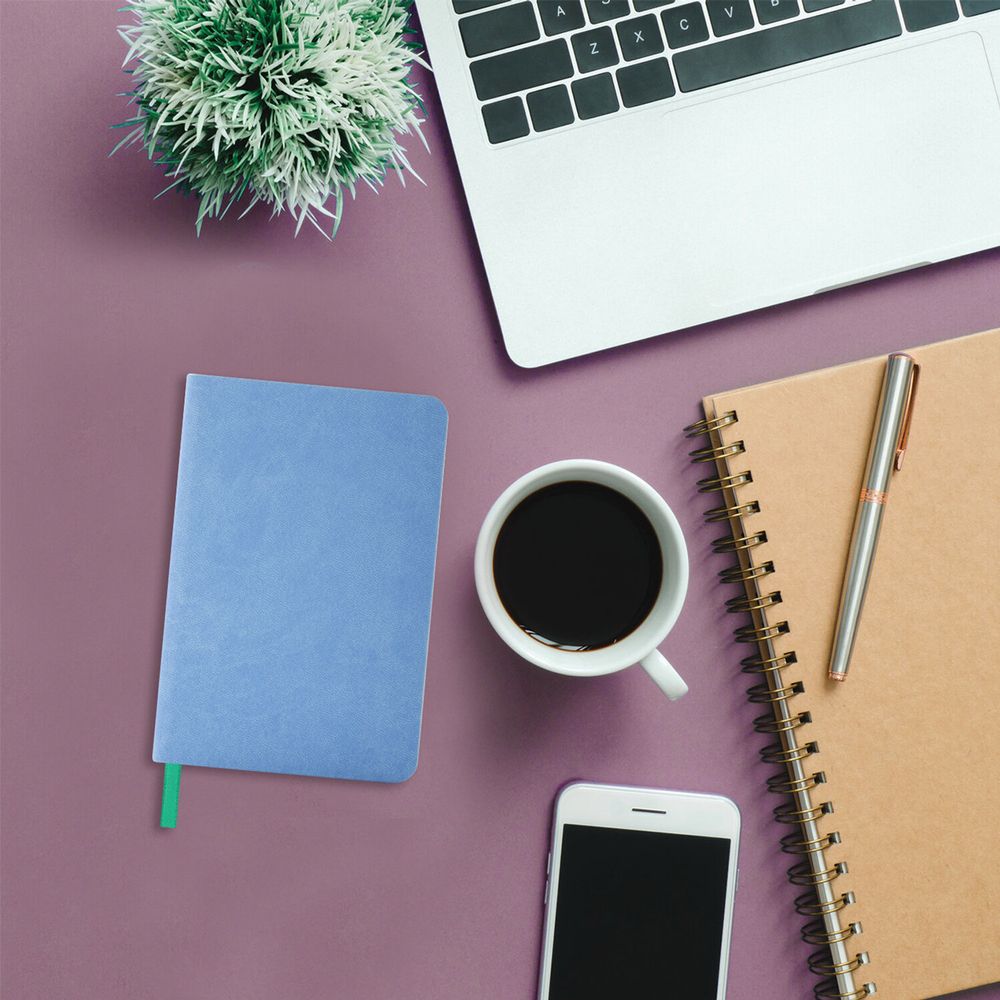 Ежедневник недатированный МАЛЫЙ 100х150 мм А6 BRAUBERG "Metropolis Mix", под кожу, 136 л., голубой