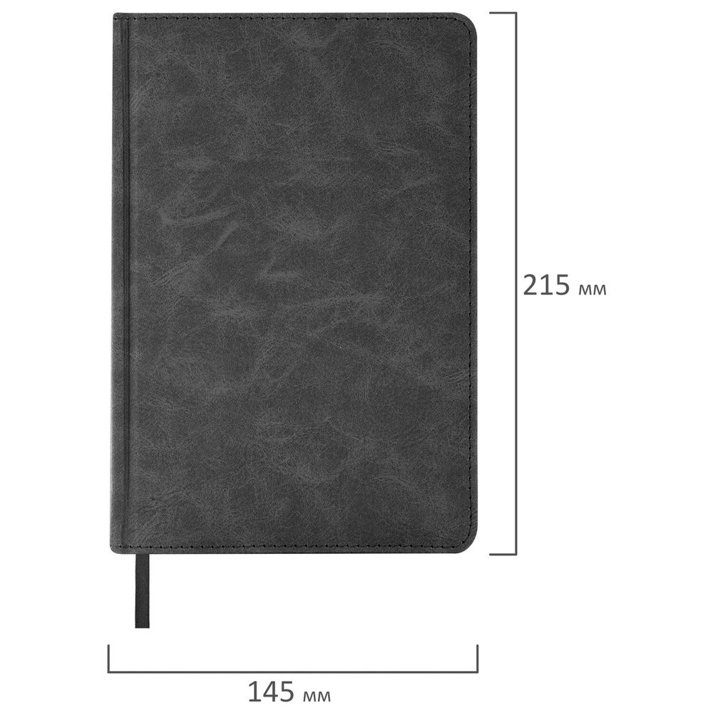 Еженедельник недатированный А5 145х215 мм BRAUBERG "Status", под кожу, 64 л., черный