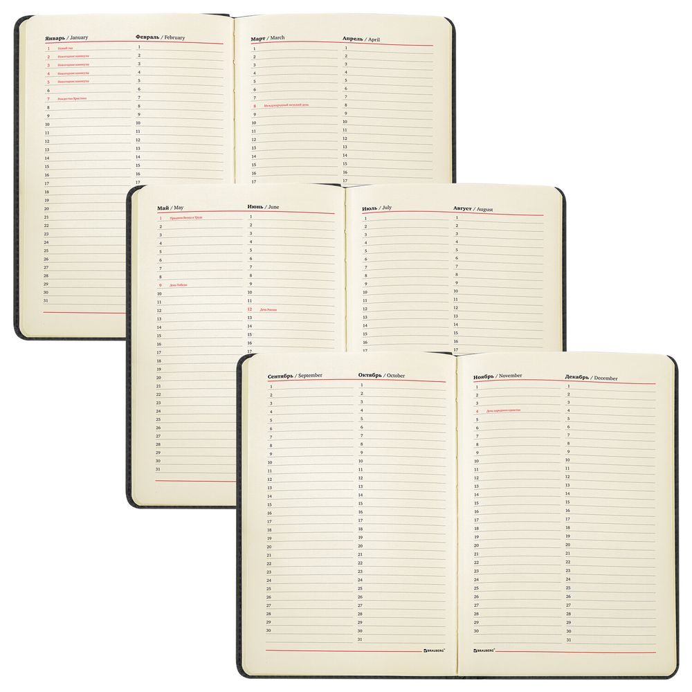 Еженедельник недатированный А5 145х215 мм BRAUBERG "Status", под кожу, 64 л., черный