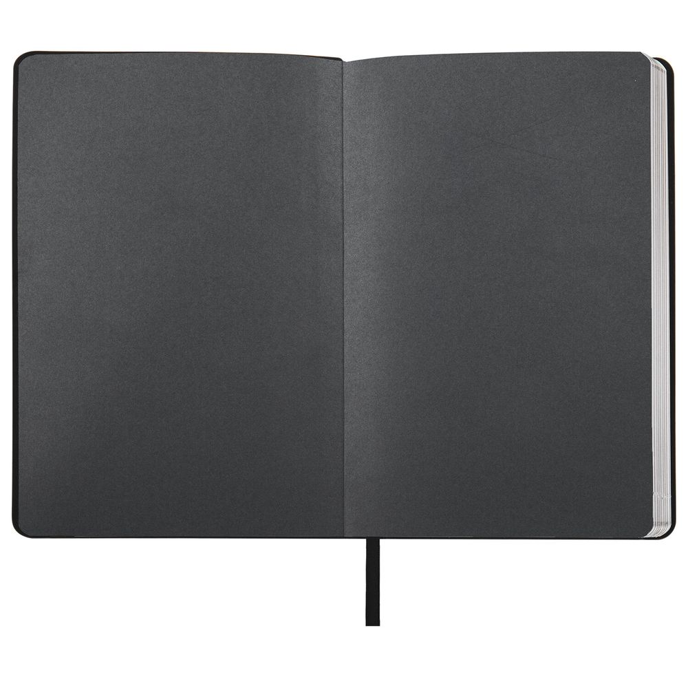 Ежедневник недатированный А5 138х213 мм BRAUBERG "Metallic", под кожу, 136 л., гибкий, черный