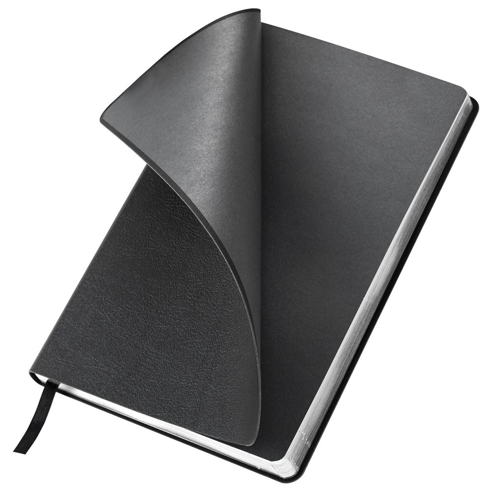 Ежедневник недатированный А5 138х213 мм BRAUBERG "Metallic", под кожу, 136 л., гибкий, черный