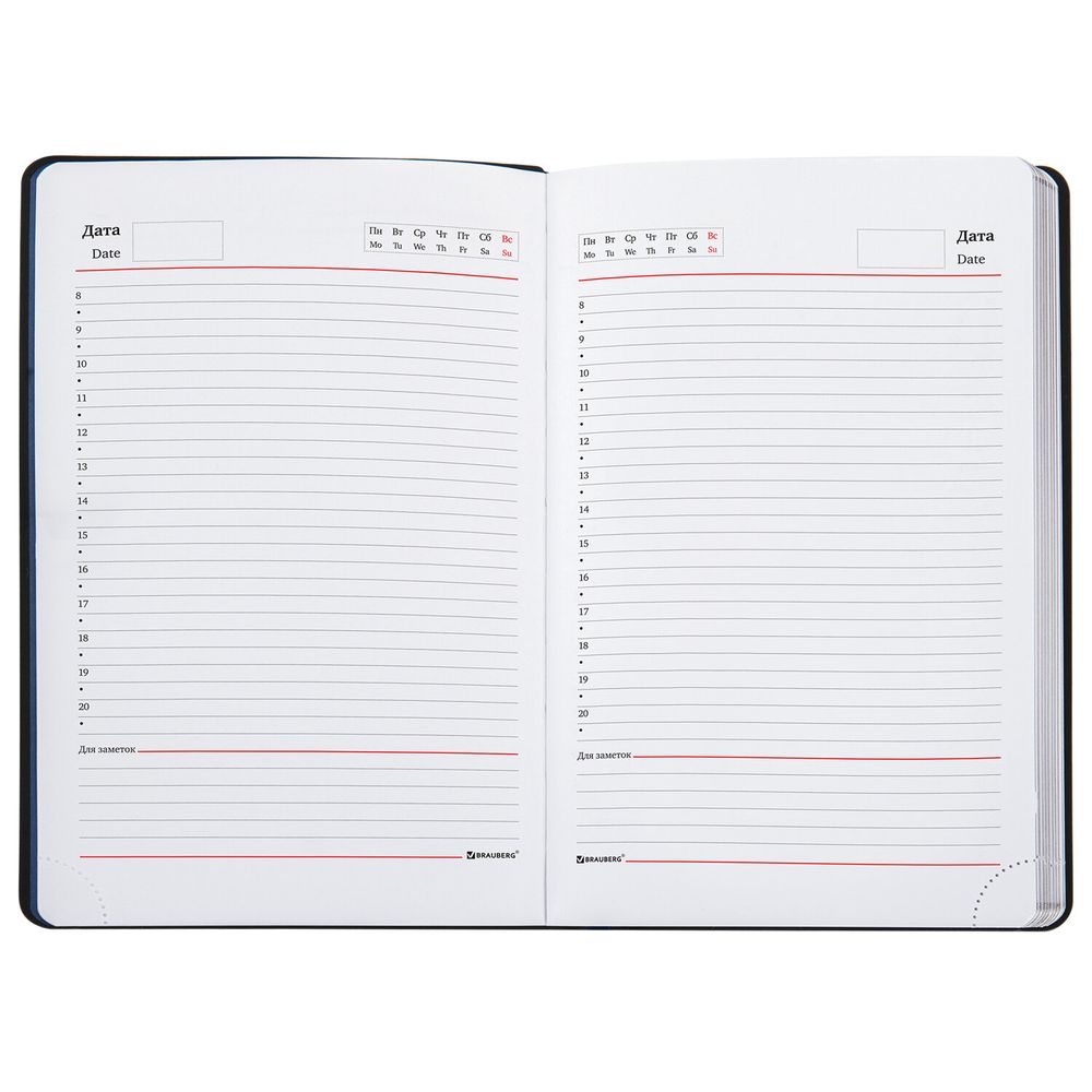 Ежедневник недатированный А5 138х213 мм BRAUBERG "Metallic", под кожу, 136 л., гибкий, синий