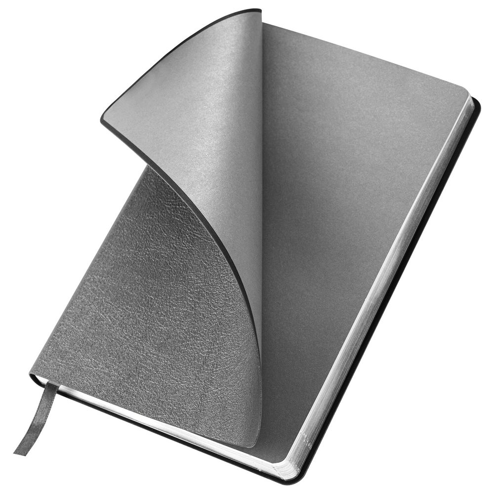 Ежедневник недатированный А5 138х213 мм BRAUBERG "Metallic", под кожу, 136 л., гибкий, серебряный