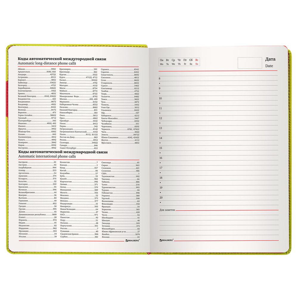 Ежедневник недатированный А5 (138х213 мм), BRAUBERG "AIM", под кожу 136 л., светло-зеленый