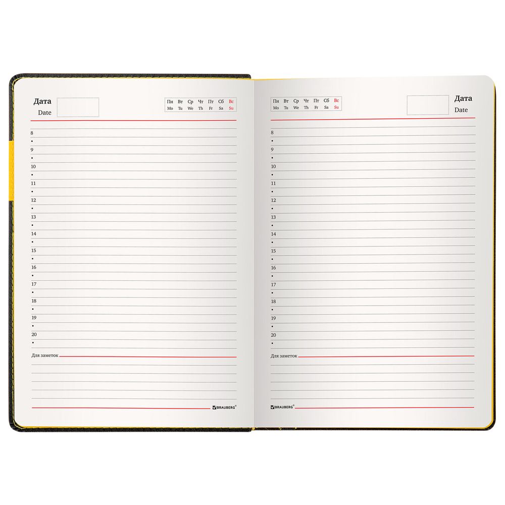 Ежедневник недатированный А5 (138х213 мм), BRAUBERG "AIM", под кожу, 136 л., черный