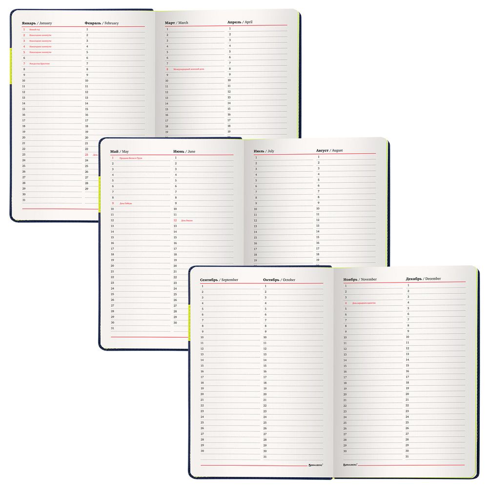 Ежедневник недатированный А5 (138х213 мм), BRAUBERG "AIM", под кожу, 136 л., темно-синий