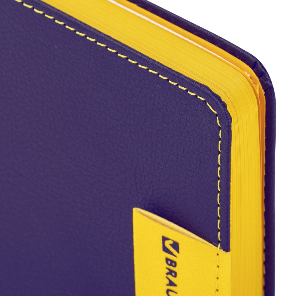 Ежедневник недатированный А5 (138х213 мм), BRAUBERG "AIM", под кожу, 136 л., фиолетовый