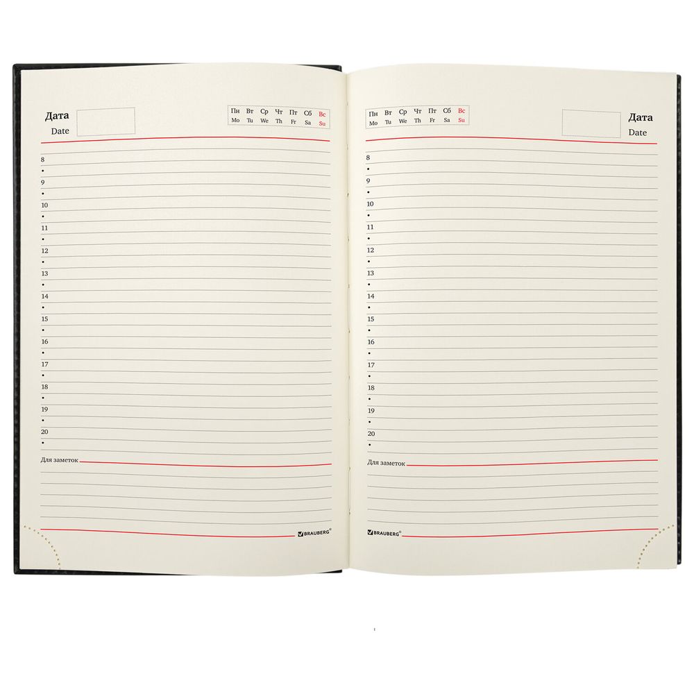 Ежедневник недатированный А5 138х213 мм BRAUBERG "FLAME", под кожу, 160 л., черный, серебряный срез