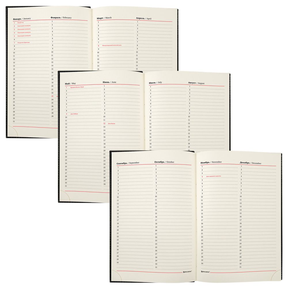 Ежедневник недатированный А5 138х213 мм BRAUBERG "FLAME", под кожу, 160 л., черный, серебряный срез