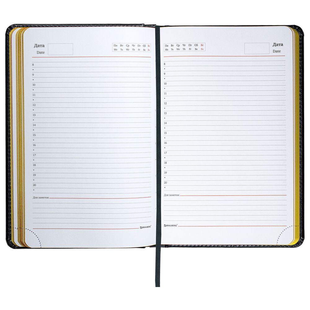 Ежедневник недатированный А5 138x213 мм BRAUBERG "Rainbow", под кожу, 136 л., черный/желтый