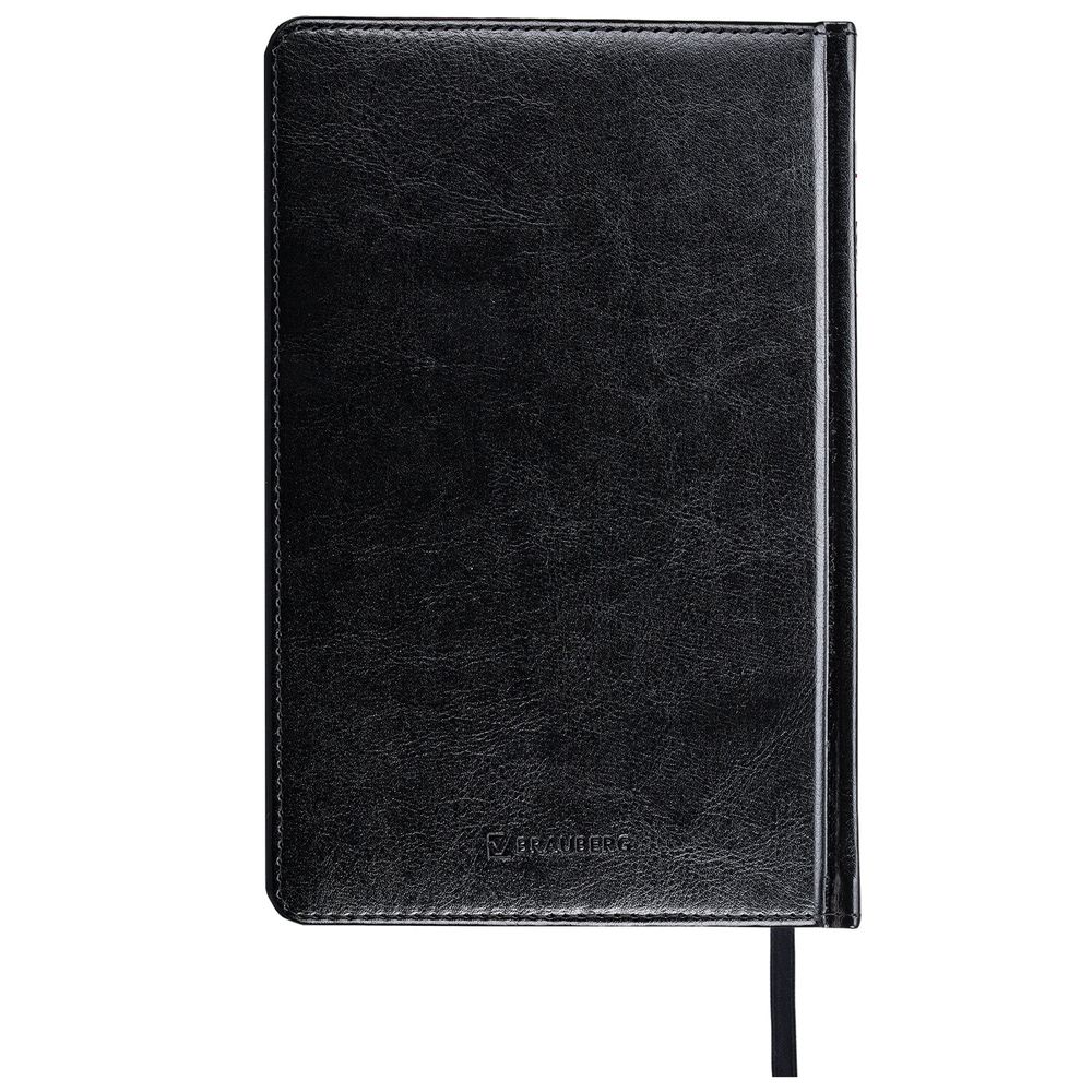 Ежедневник недатированный А5 138x213 мм BRAUBERG "Rainbow", под кожу, 136 л., черный/желтый