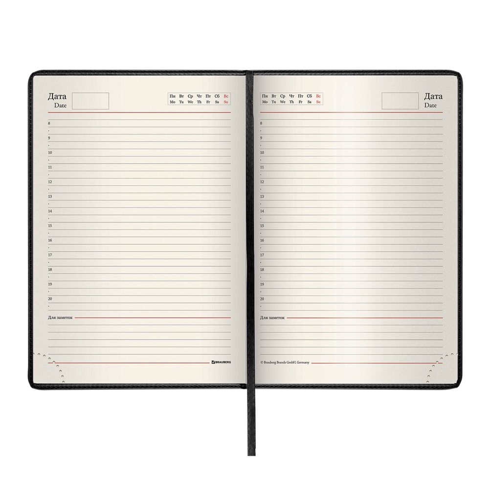 Ежедневник недатированный А5 (138х213 мм) BRAUBERG "Imperial", под кожу, 160 л., черный
