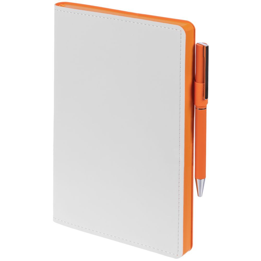 Ежедневник White Shall недатированный белый с оранжевым
