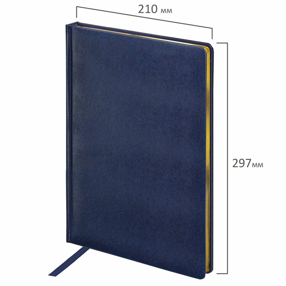Ежедневник недатированный БОЛЬШОЙ ФОРМАТ 210х297мм А4, BRAUBERG Iguana, 160л, синий