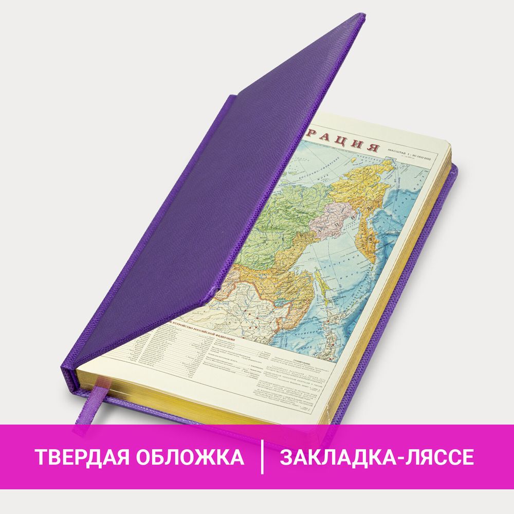 Ежедневник недатированный А5 138х213 мм BRAUBERG "Iguana", под кожу, 160 л., сиреневый