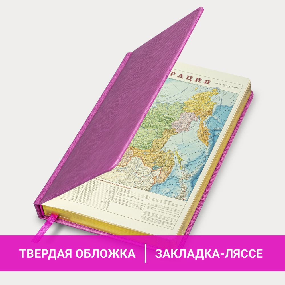 Ежедневник недатированный А5 138х213 мм BRAUBERG "Iguana", под кожу, 160 л., розовый