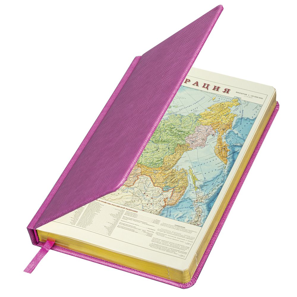 Ежедневник недатированный А5 138х213 мм BRAUBERG "Iguana", под кожу, 160 л., розовый