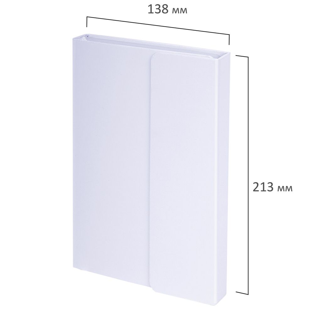 Ежедневник недатированный А5 138х213 мм BRAUBERG "Towny", под кожу, магнитный клапан, 160 л., белый