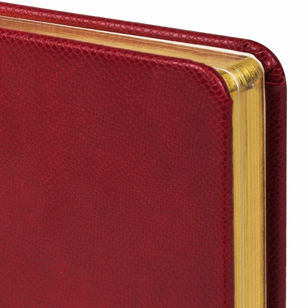 Ежедневник недатированный МАЛЫЙ ФОРМАТ 100x150 мм А6 BRAUBERG "Iguana", под кожу, 160 л., красный