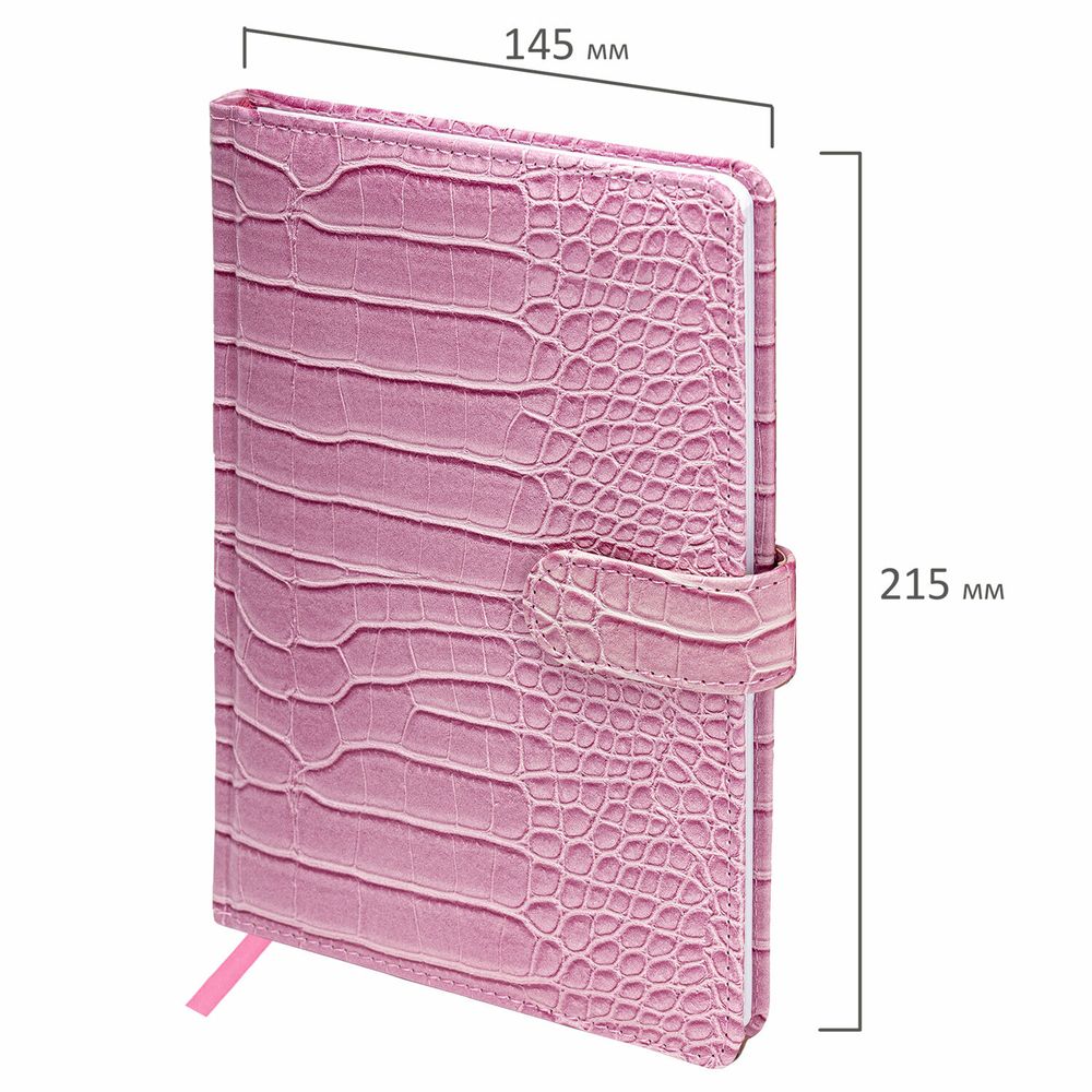 Еженедельник недатированный А5 145х215 мм, BRAUBERG "Party", под кожу, 64 л., розовый