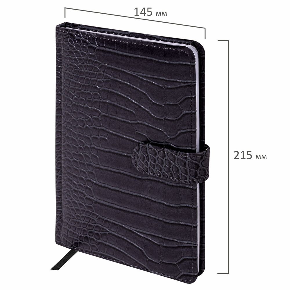 Еженедельник недатированный А5 145х215 мм, BRAUBERG "Party", под кожу, 64 л., черный