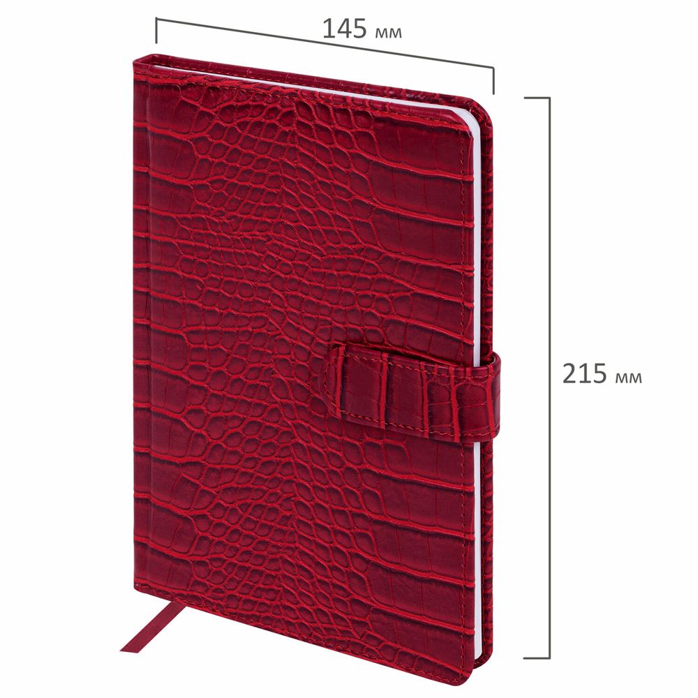 Еженедельник недатированный А5 145х215 мм, BRAUBERG "Party", под кожу, 64 л., красный