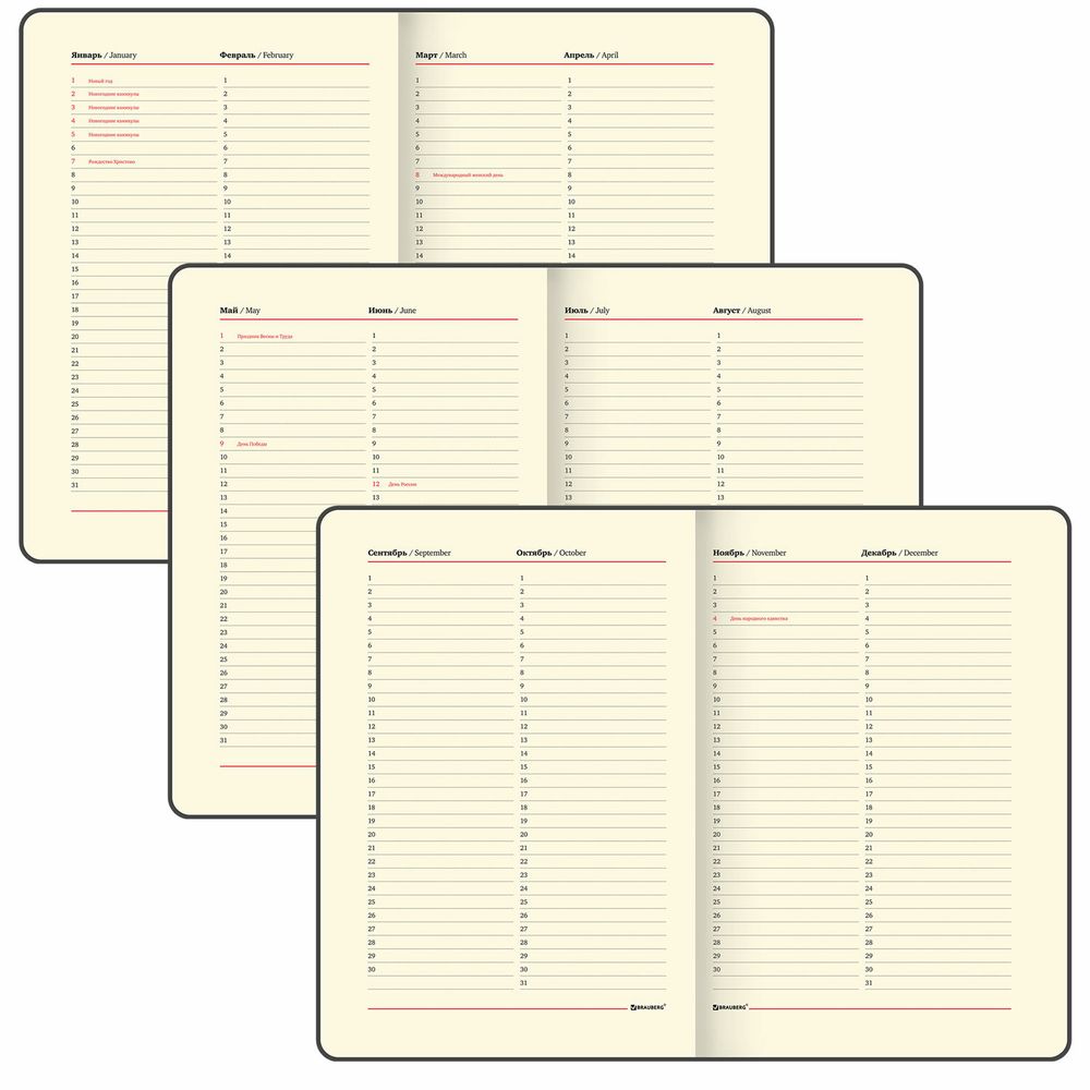 Еженедельник недатированный А5 145х215 мм, BRAUBERG "Iguana", под кожу, 64 л., синий