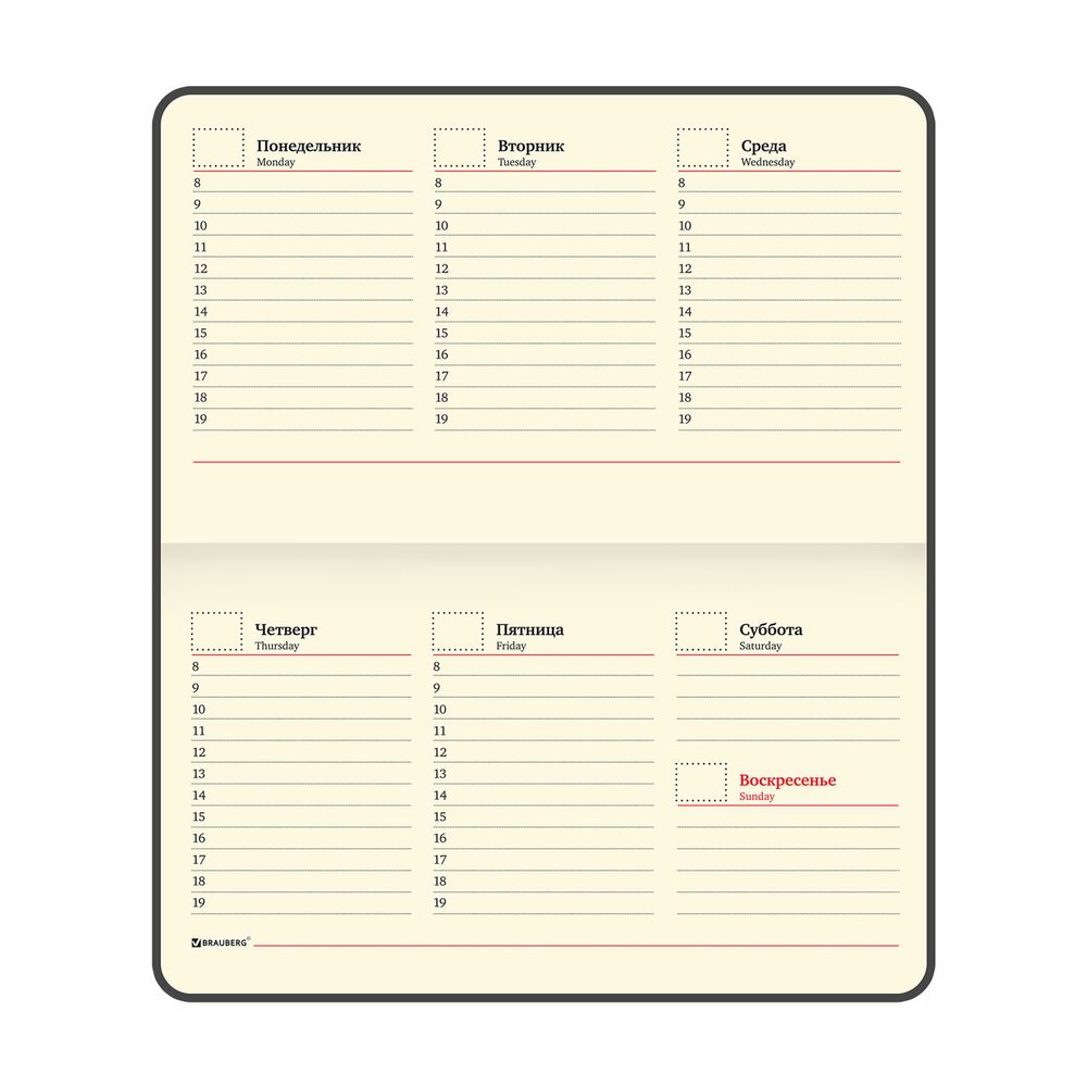 Еженедельник недатированный МАЛЫЙ ФОРМАТ 95х155 мм А6, BRAUBERG "Iguana", под кожу, 64 л., красный