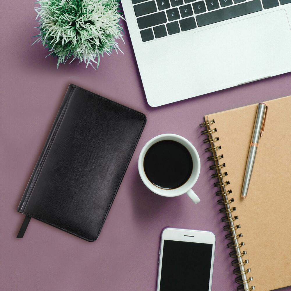 Еженедельник недатированный МАЛЫЙ ФОРМАТ 95х155 мм А6 BRAUBERG "Rainbow", под кожу, 64 л., черный