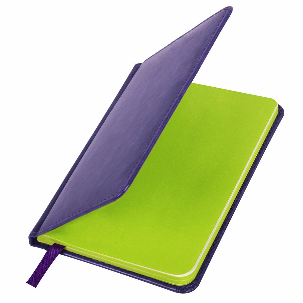 Еженедельник недатированный МАЛЫЙ ФОРМАТ 95х155 мм А6, BRAUBERG "Rainbow" под кожу, 64 л., сиреневый