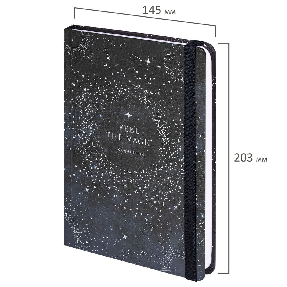 Ежедневник недатированный с резинкой А5 (145х203 мм), BRAUBERG, твердый, фольга, 128 л., 