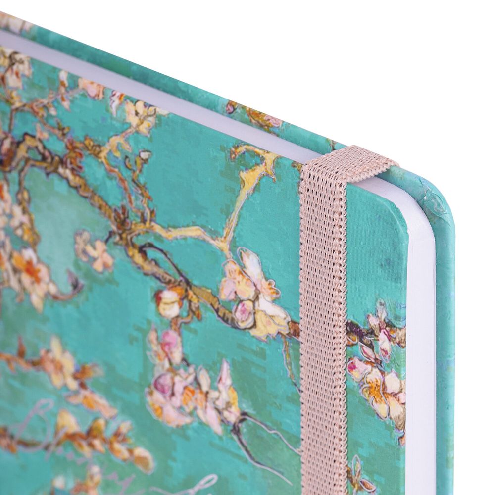 Ежедневник недатированный с резинкой А5 (145х203 мм), BRAUBERG, твердый, фольга, 128 л., "Almond"