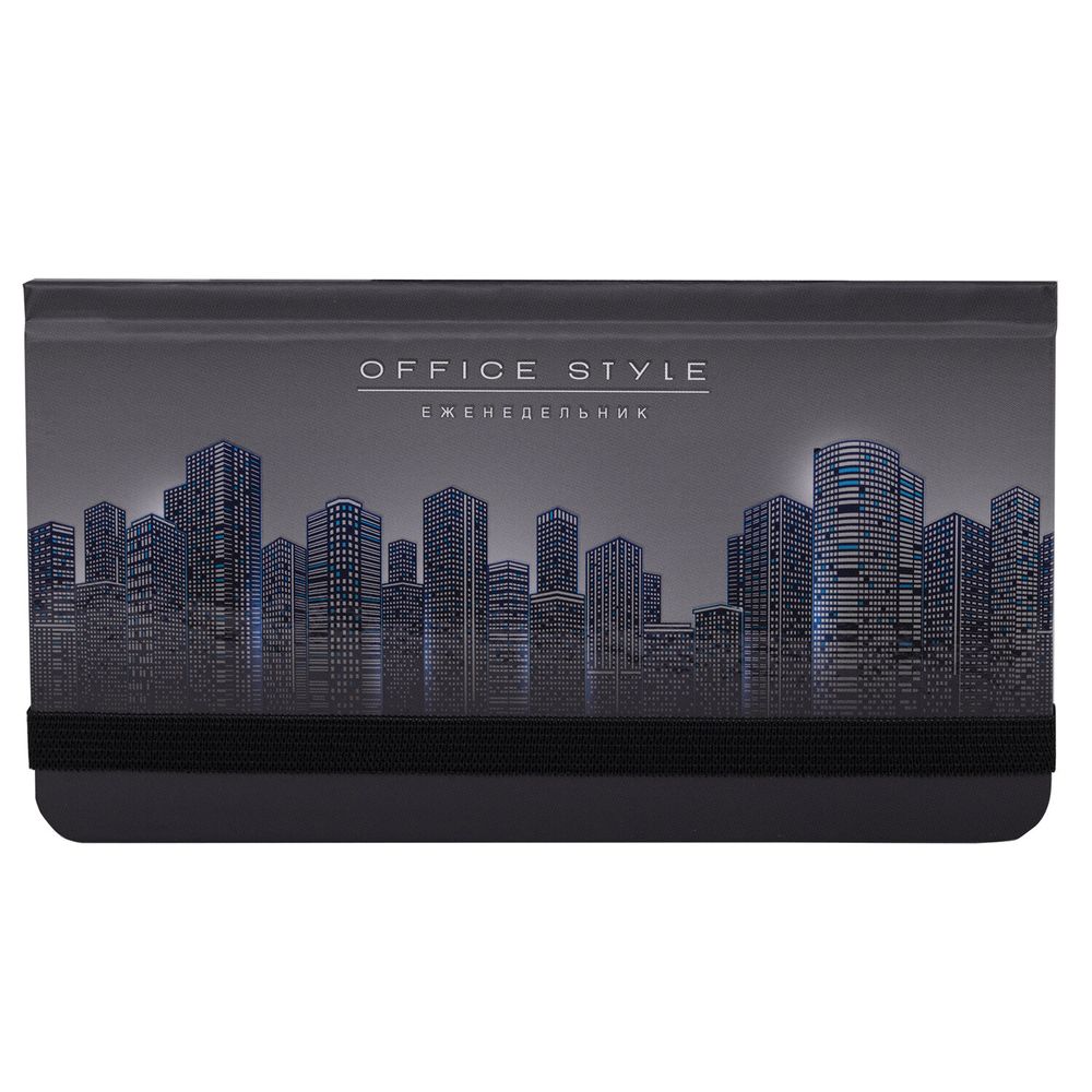 Еженедельник недатированный с резинкой (171х93 мм), BRAUBERG, твердый, УФ-ЛАК, 64 л., "Night City"