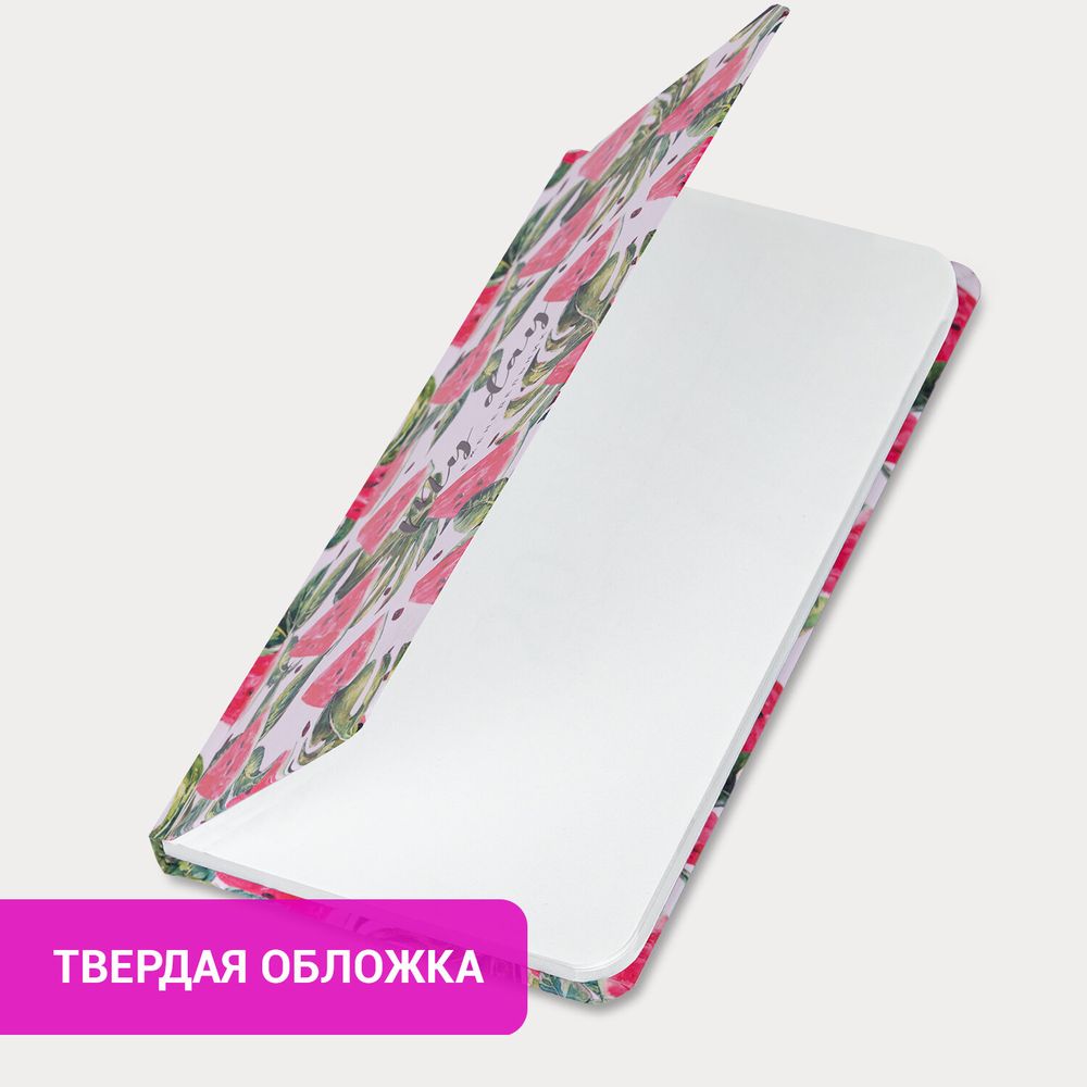 Еженедельник недатированный с резинкой (171х93 мм), BRAUBERG, твердый, УФ-ЛАК, 64 л., "Watermelon"