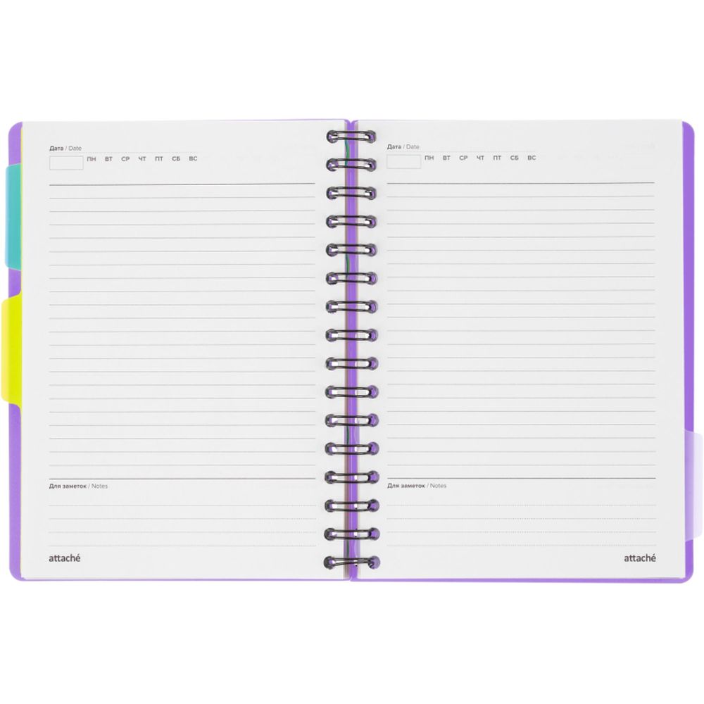 Ежедневник недатированный Bright Colours на спирали, А5, 272 стр, СИРЕНЕВЫЙ