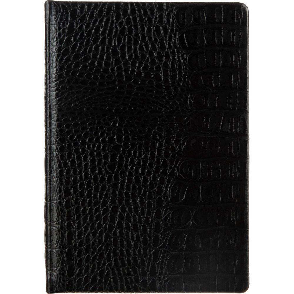 Ежедневник недатированный Attache Caiman bicolor, А5, 160л., черный, нат.кожа