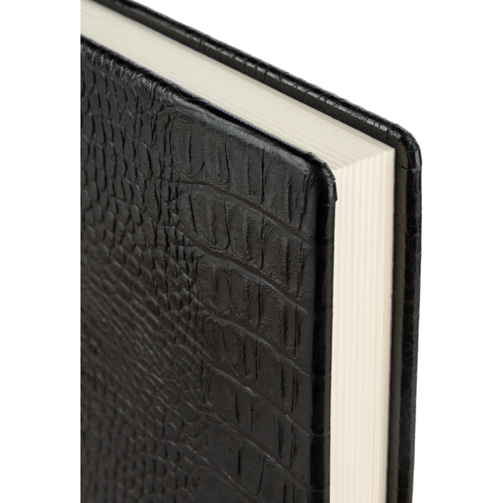 Ежедневник недатированный Attache Caiman bicolor, А5, 160л., черный, нат.кожа