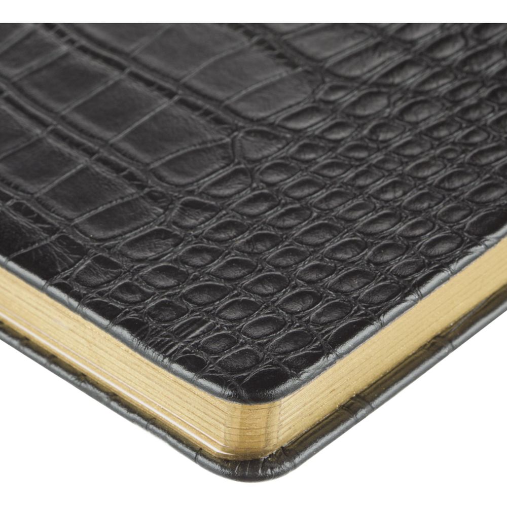 Ежедневник недатированный черный, рептилия, А5 136 л., ATTACHE