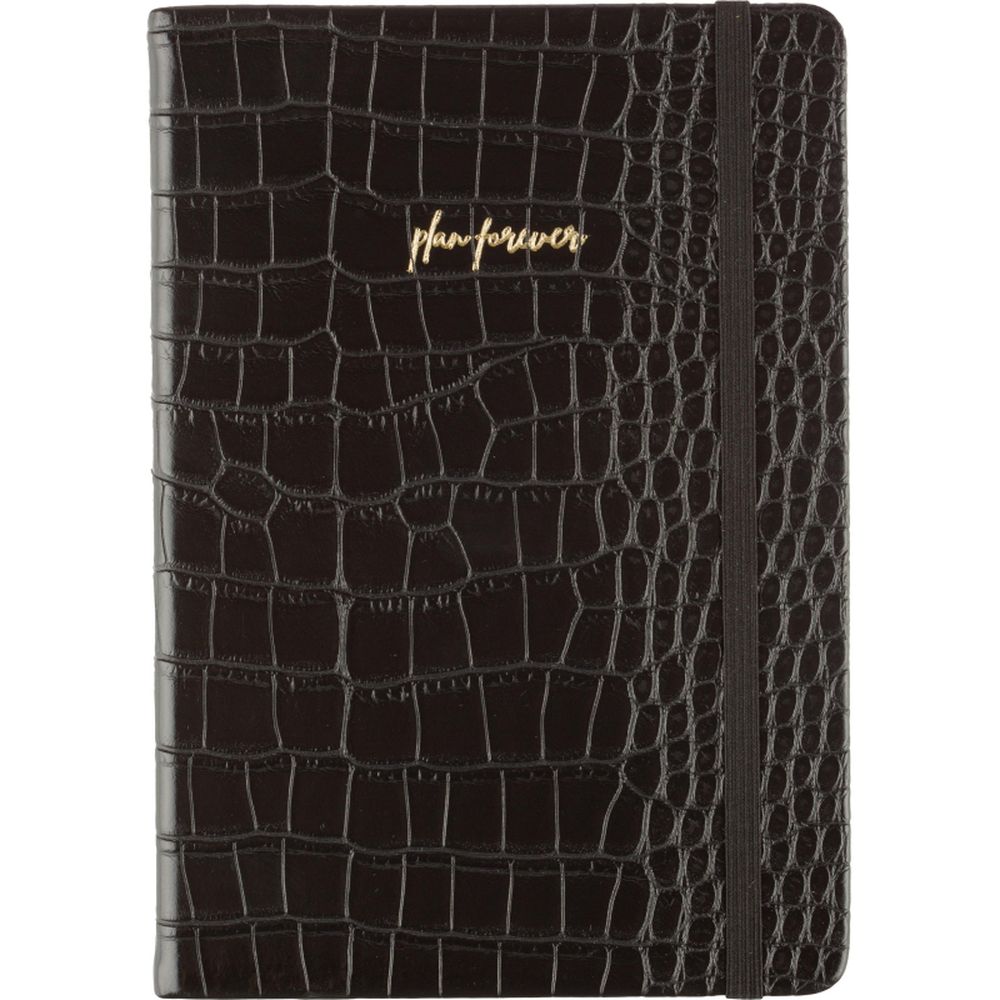 Ежедневник недатированный черный, рептилия, А5 136 л., ATTACHE