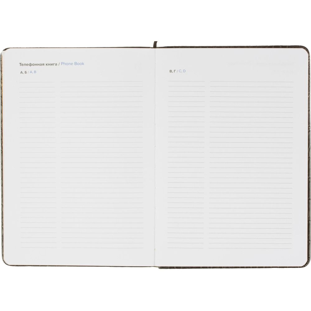 Ежедневник недатированный черный, рептилия, А5 136 л., ATTACHE