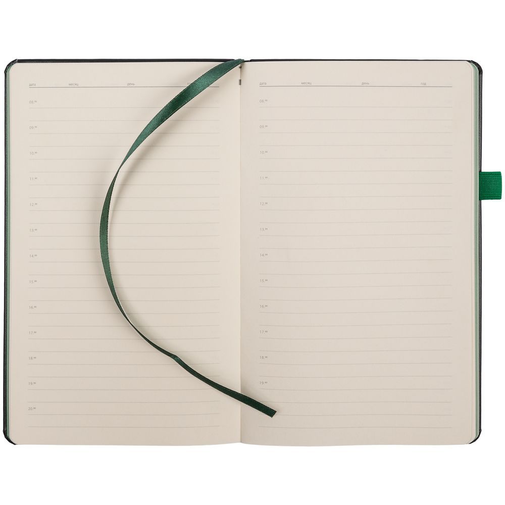 Ежедневник Ton, недатированный, черный, зеленый