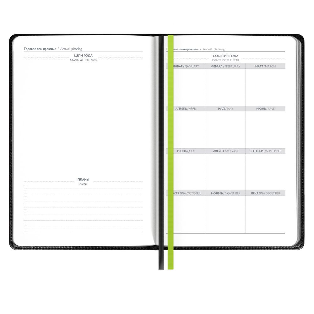 Ежедневник Alanis, недатированный, черный, зеленый