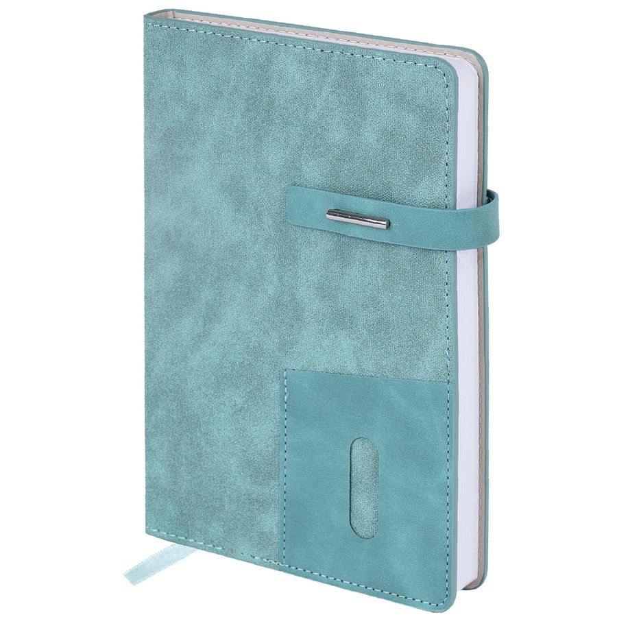 Ежедневник недатированный А5 138х213мм BRAUBERG "Cowboy", под кожу, застежка 160л, голубой