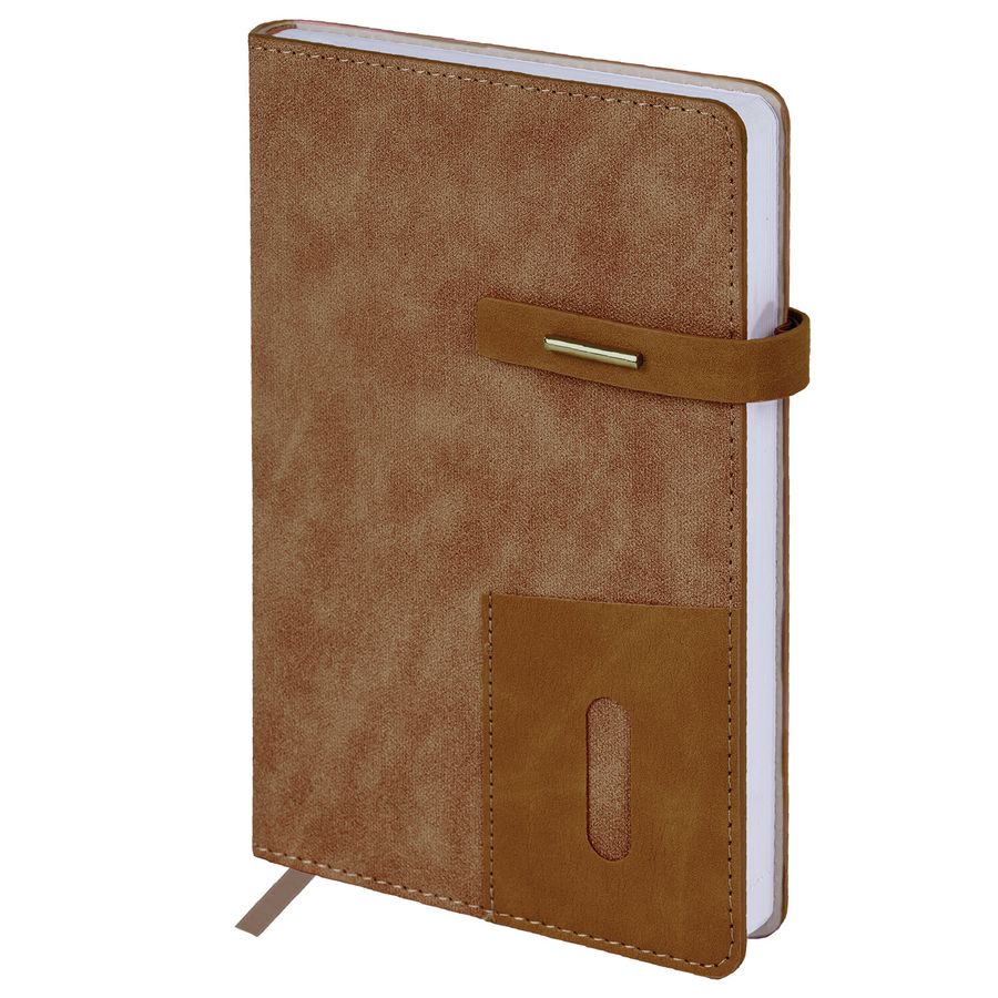 Ежедневник недатированный А5 138х213мм BRAUBERG "Cowboy", под кожу, застежка 160л, коричневый