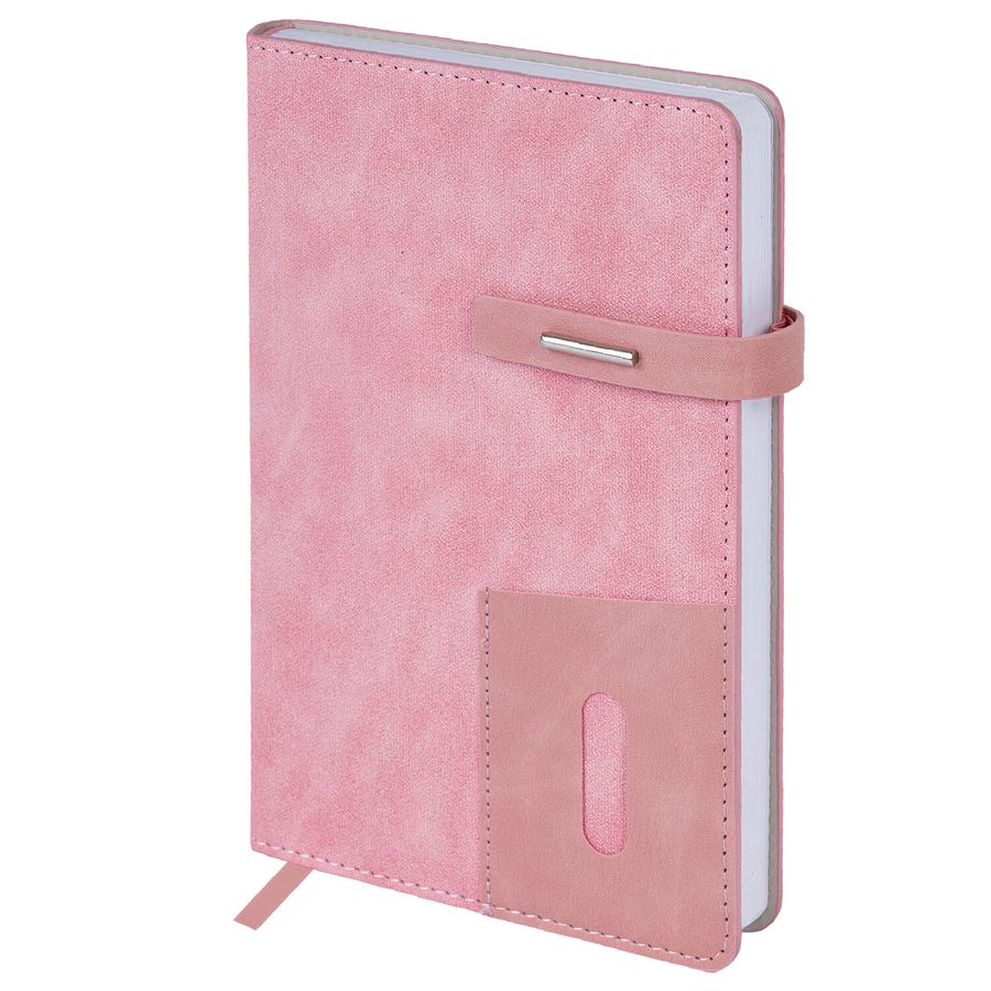 Ежедневник недатированный А5 138х213мм BRAUBERG "Cowboy", под кожу, застежка 160л, розовый