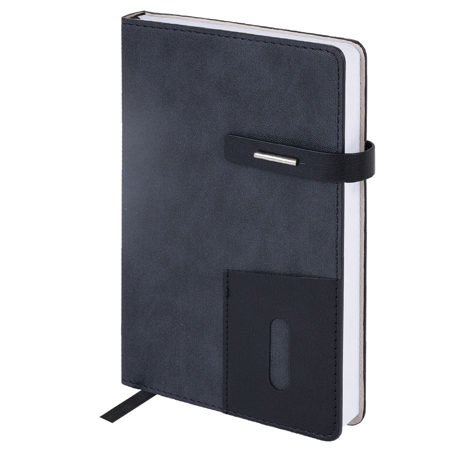 Ежедневник недатированный А5 138х213мм BRAUBERG "Cowboy", под кожу, застежка 160л, черный